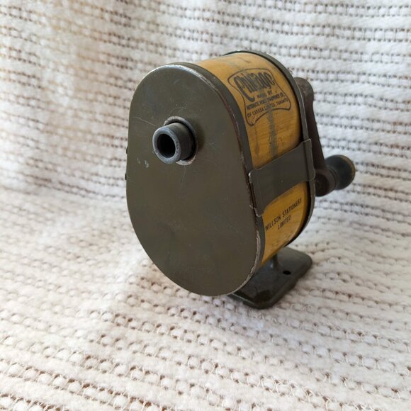 Vintage 50s Chicago Pencil Sharpener Celluloid Cover Desk Mount - Picture 5 of 7